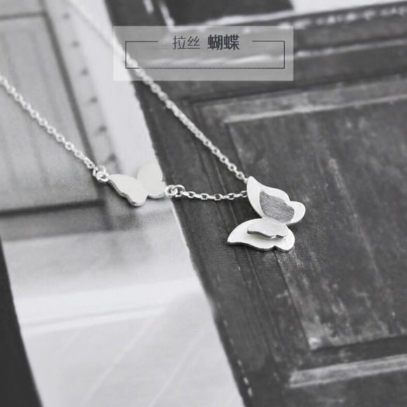 NEW 925 Sterling Silver Double Butterfly Necklace - Picture 5 of 7